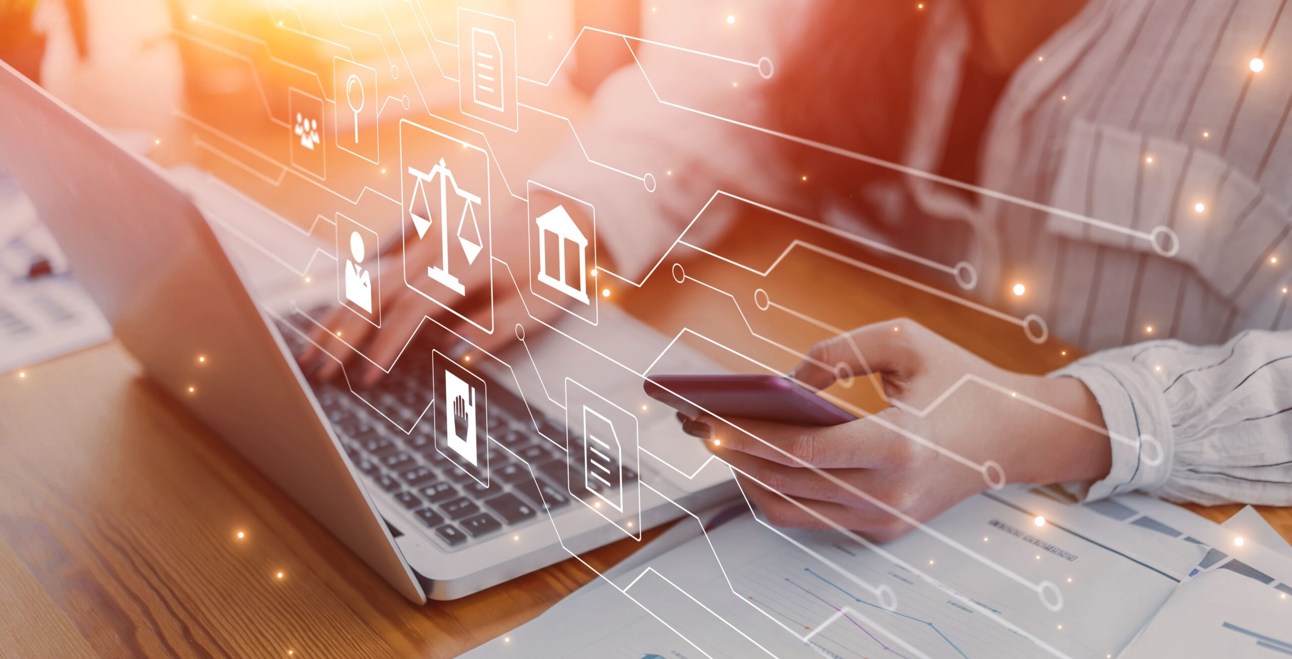 Legal professional working on a laptop.